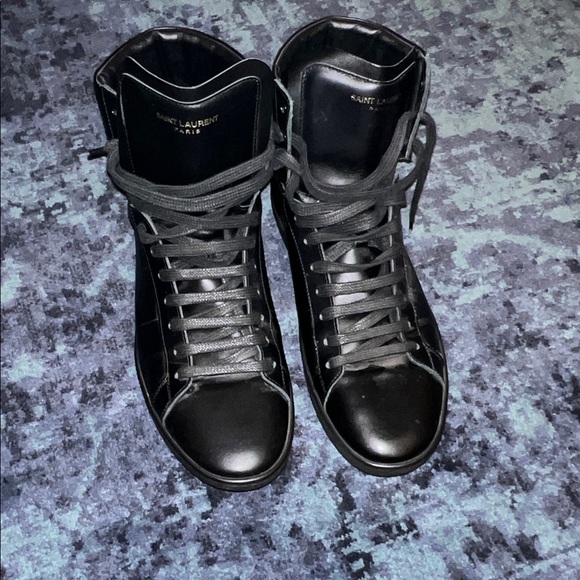 Saint Laurent Black Leather Men's Boots